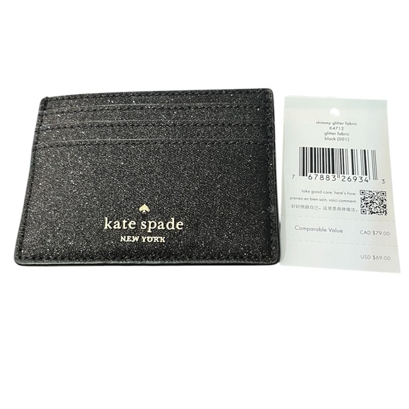 Kate Spade Black Glitter Card Holder